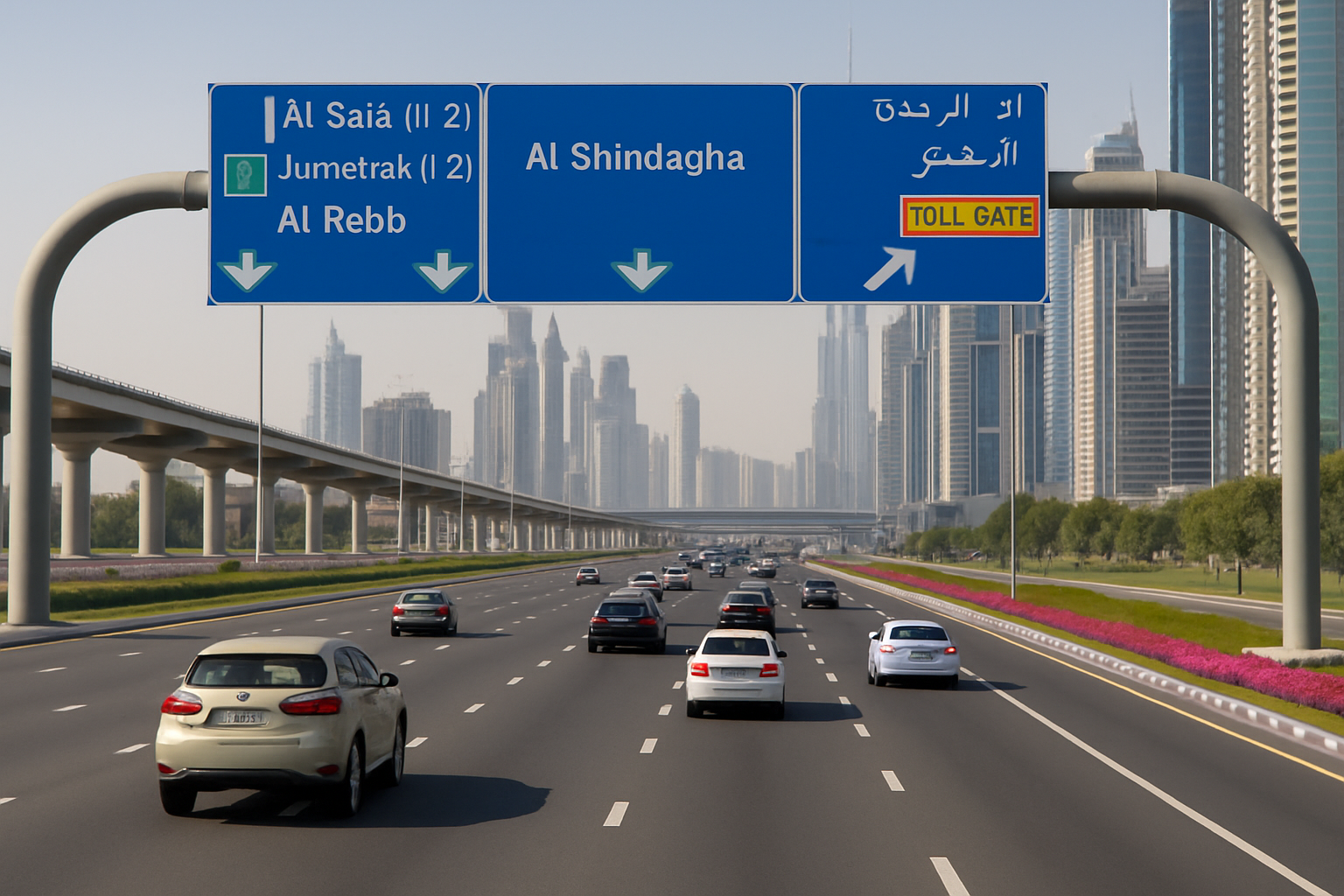 Image showing reduced traffic congestion on Dubai toll roads